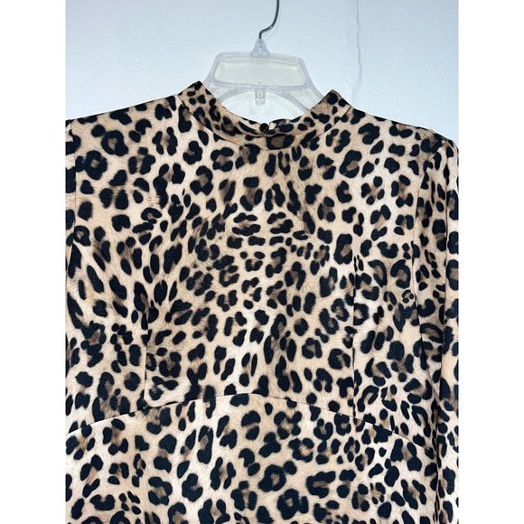 ZARA Leopard Animal Print Mock Neck Dress size Medium - Picture 2 of 9